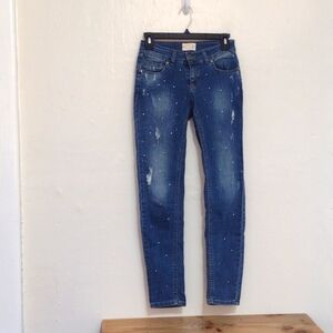 Made In Italy Distressed Bedazzled Skinny Jeans